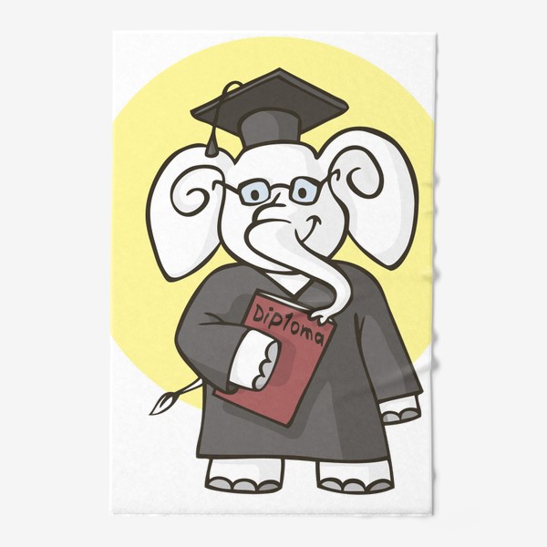 Полотенце «иллюстрация слон студент выпускник»
