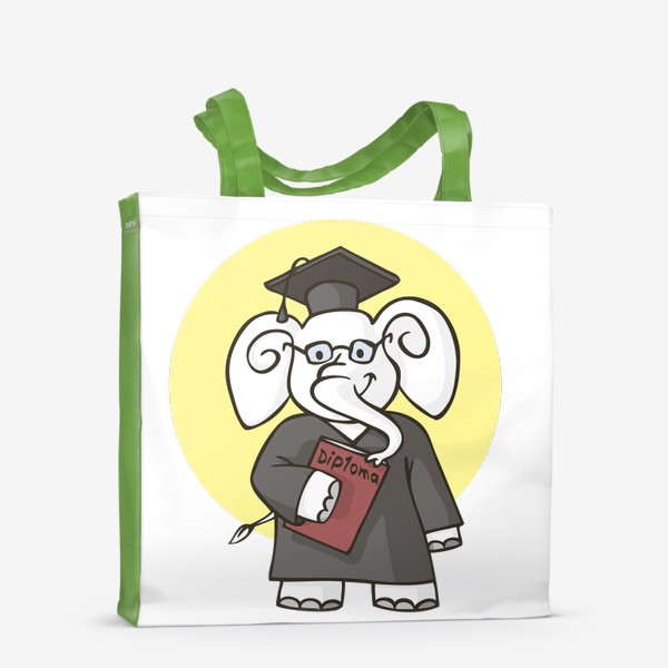 Сумка-шоппер «иллюстрация слон студент выпускник»