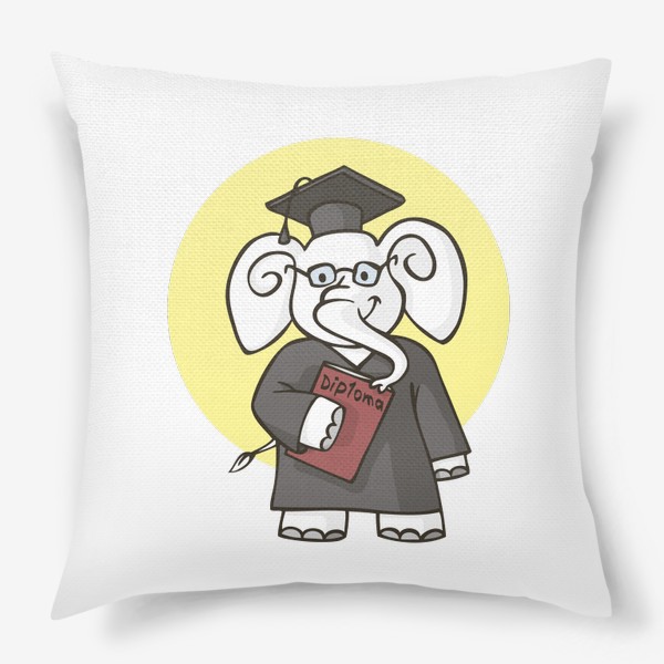 Подушка «иллюстрация слон студент выпускник»