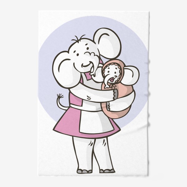 Полотенце «иллюстрация слон мама с младенцем»