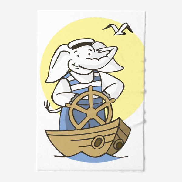 Полотенце «иллюстрация слон моряк на корабле»