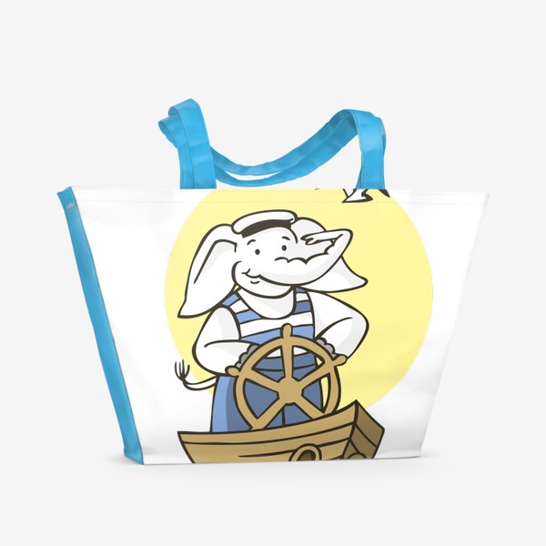 Пляжная сумка «иллюстрация слон моряк на корабле»