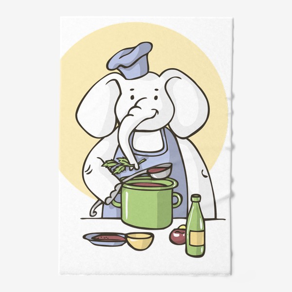 Полотенце «иллюстрация слон повар»