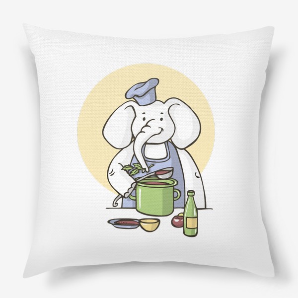 Подушка «иллюстрация слон повар»