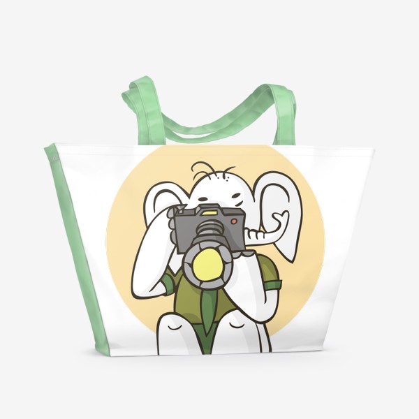 Пляжная сумка «иллюстрация слон фотограф бойскаут»