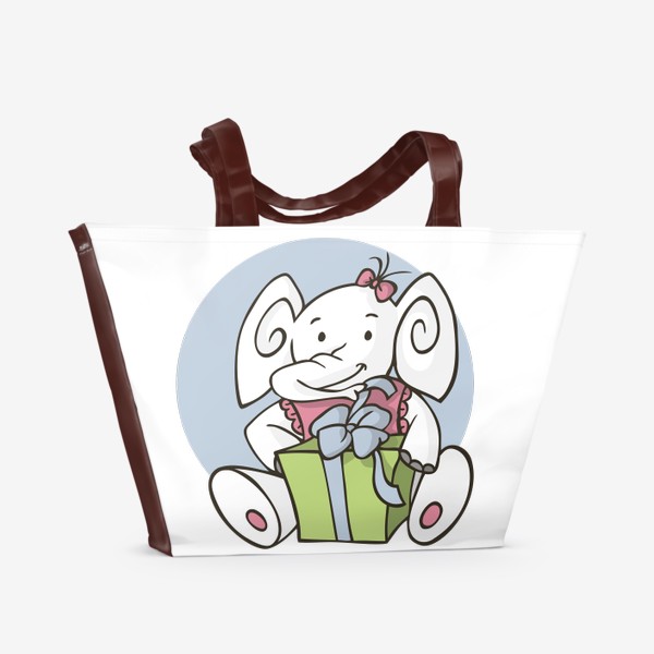 Пляжная сумка «иллюстрация слон на дне рождении с подарком»