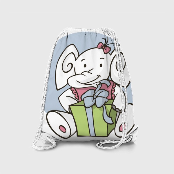 Рюкзак «иллюстрация слон на дне рождении с подарком»