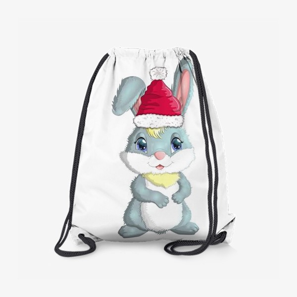 Рюкзак «Символ 2023 Нового года, кролик в шапке Деда Мороза»
