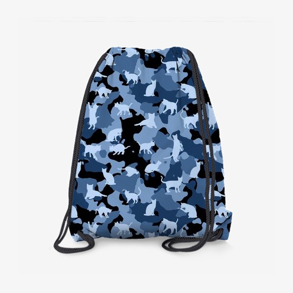 Рюкзак «Камуфляж с котами, синий»
