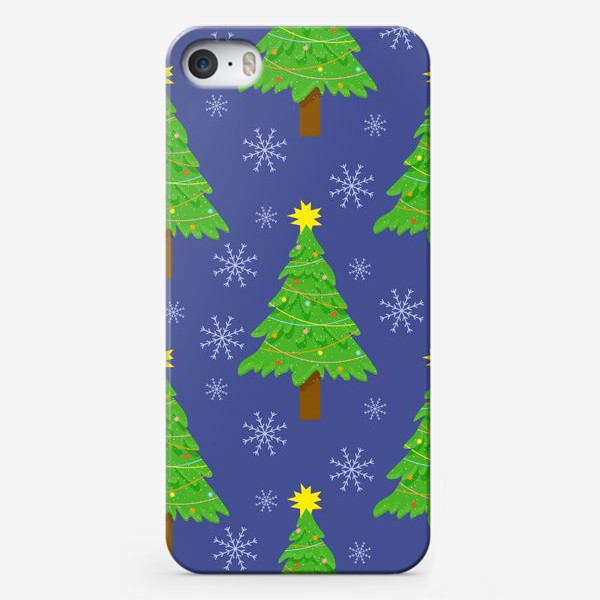 Чехол iPhone «Елки и снежинки»