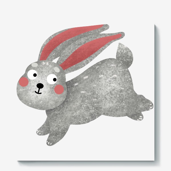 Холст «Серый заяц. Забавный кролик Принт с зайцем или кроликом»