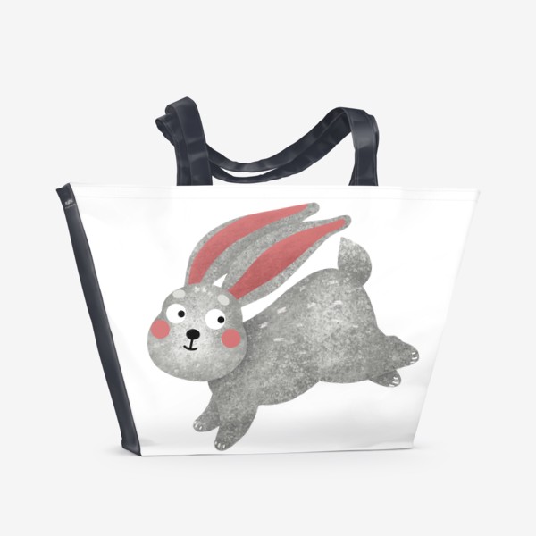 Пляжная сумка «Серый заяц. Забавный кролик Принт с зайцем или кроликом»