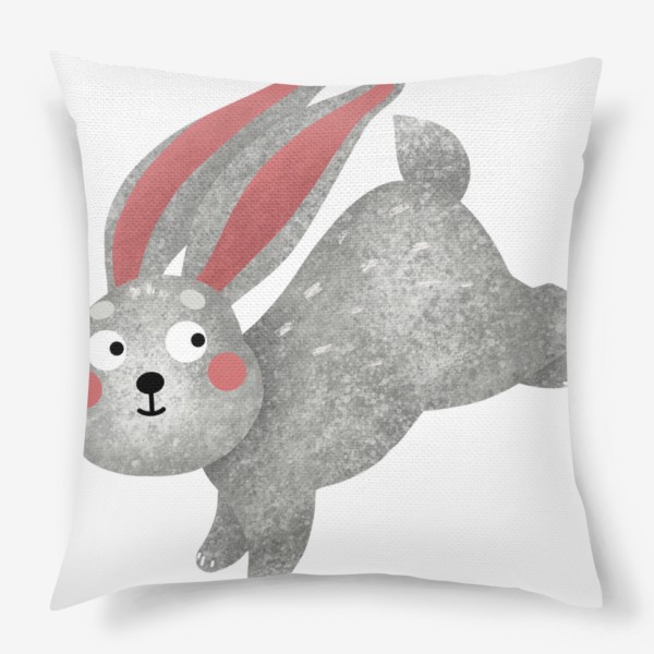 Подушка «Серый заяц. Забавный кролик Принт с зайцем или кроликом»