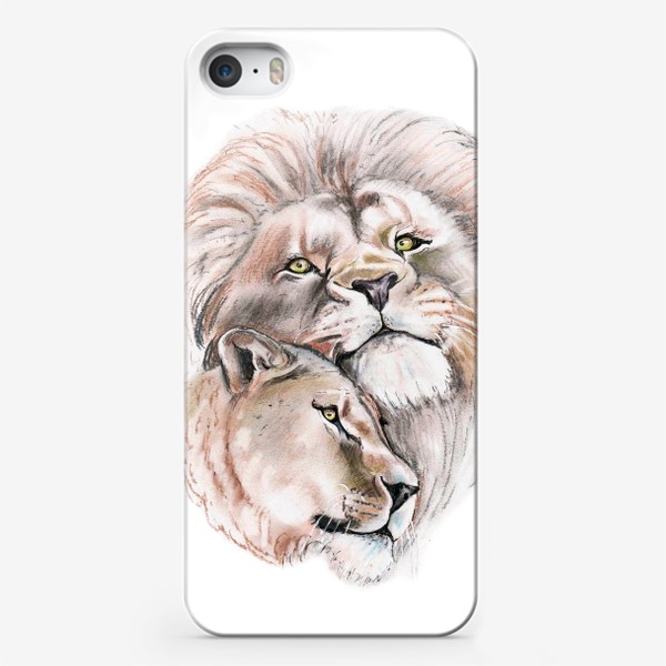 Чехол iPhone «Лев и львица. Принт с животными.»
