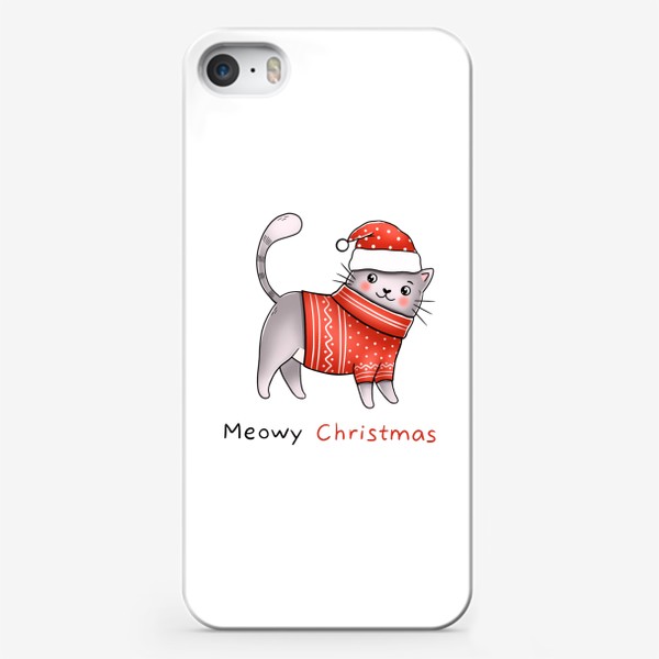 Чехол iPhone «Котик новогодний в кофте»