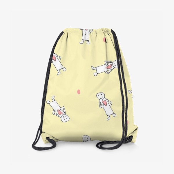 Рюкзак «Человечек с сердечком на желтом фоне»