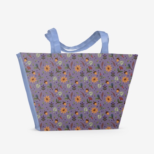 Пляжная сумка «Растения на сиреневом фоне»