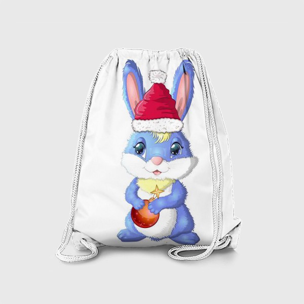 Рюкзак «Символ 2023 Нового года, кролик с новогодней игрушкой в лапках»