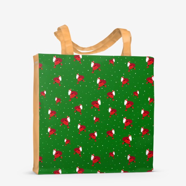 Сумка-шоппер «Санта Клаус на зеленом фоне»