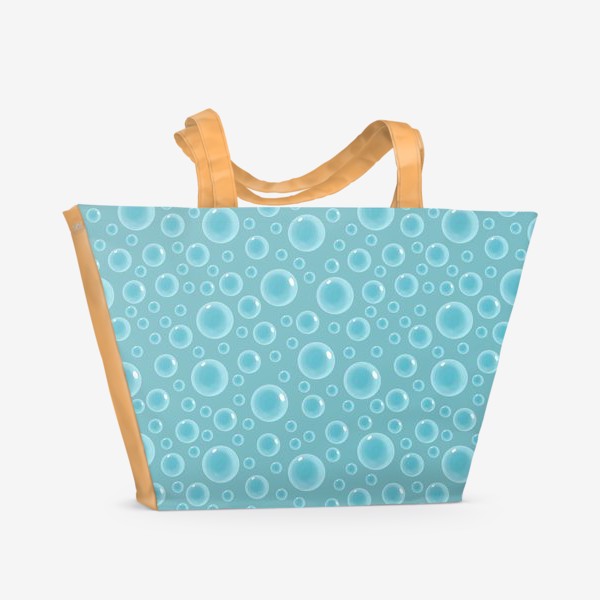 Пляжная сумка «Воздух и вода. Пузырьки, круги, капли, водный принт»
