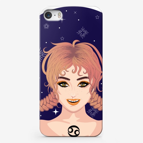 Чехол iPhone «Абстрактный знак зодиака Рак девушка с двумя косами»