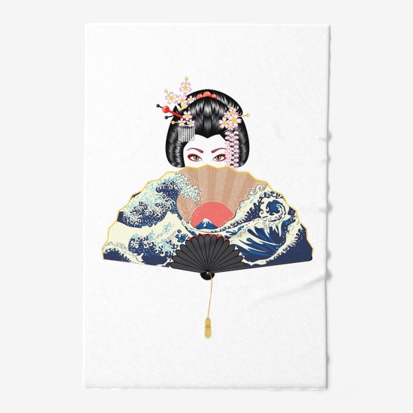 Полотенце «Портрет японской гейши с большим веером»