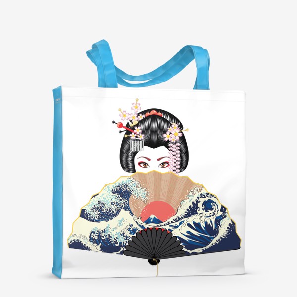 Сумка-шоппер «Портрет японской гейши с большим веером»