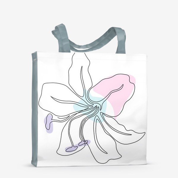 Сумка-шоппер «цветок лилии в стиле минимализма, одной линии, монолиния»