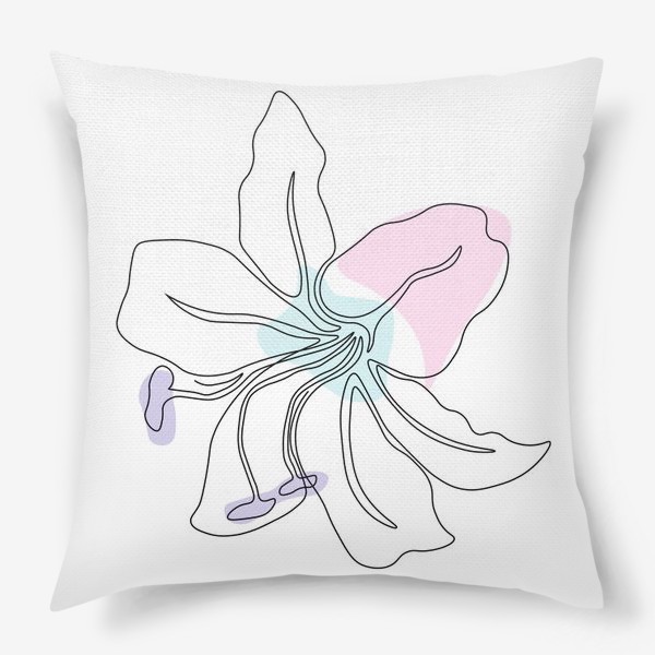 Подушка «цветок лилии в стиле минимализма, одной линии, монолиния»