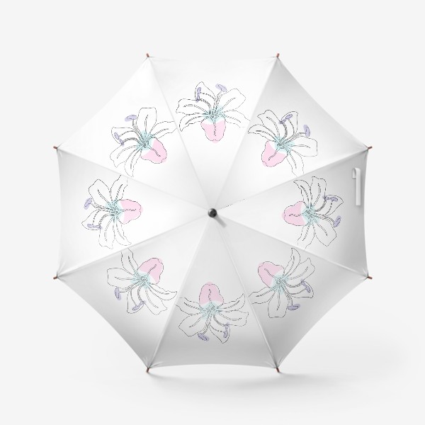 Зонт «цветок лилии в стиле минимализма, одной линии, монолиния»
