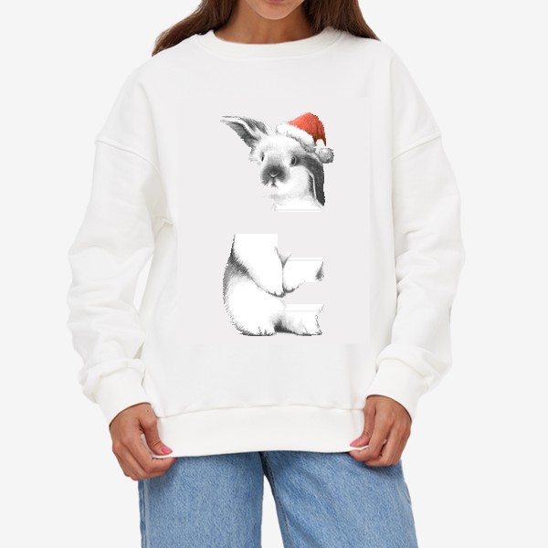Свитшот «Кролик в новогодней шапке»