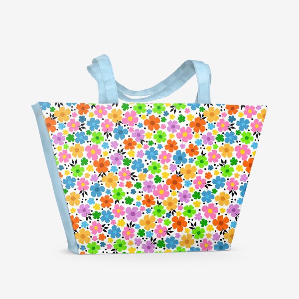 Пляжная сумка «Яркие цветы, разноцветный принт»