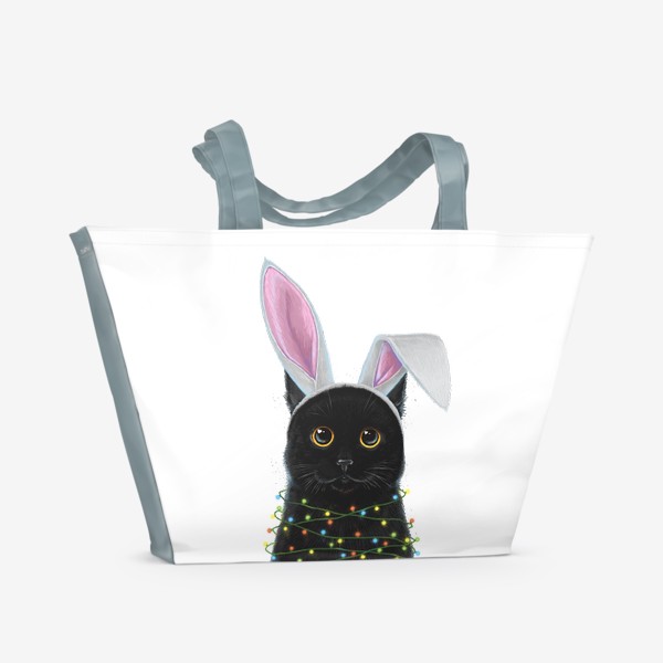 Пляжная сумка «Новогодний кот»