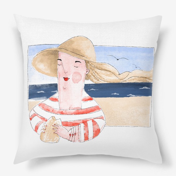Подушка «На море отпуск девушка лето »