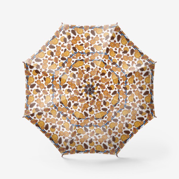 Зонт «Новогодний набор для глинтвейна и синие полоски »