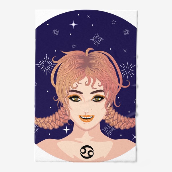Полотенце «Абстрактный знак зодиака Рак девушка с двумя косами»
