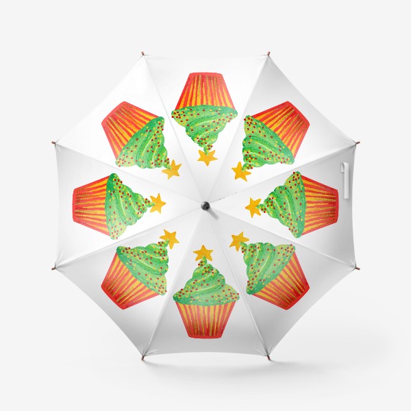 Зонт «новогодний кекс-елочка»