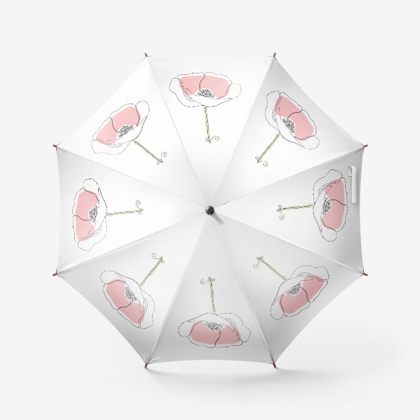 Зонт «абстрактный мак в стиле монолинии, одной линией»