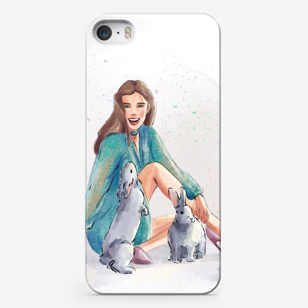 Чехол iPhone «Девушка с кроликами»