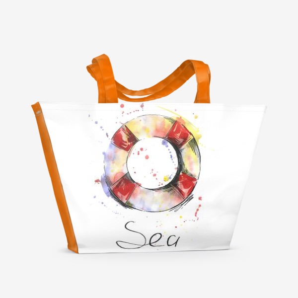 Пляжная сумка «Акварельная иллюстрация. Спасательный круг.»