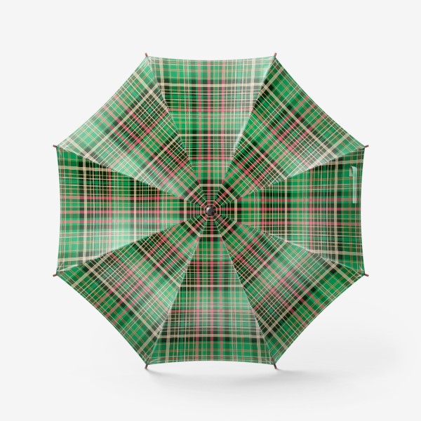 Зонт «Клетка в рождественской палитре. Зеленая шотландка.»