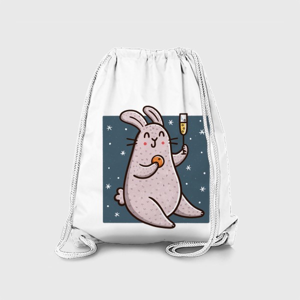 Рюкзак «Милый кролик с шампанским и мандарином. Новый год 2023»