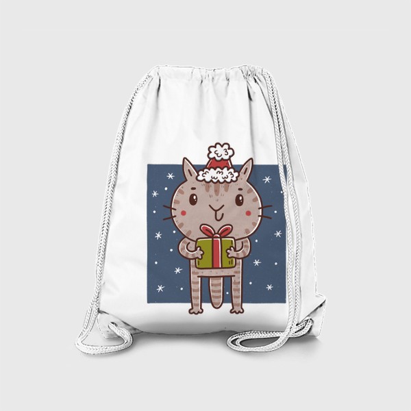 Рюкзак «Милый кот с подарком. Новый год 2023»