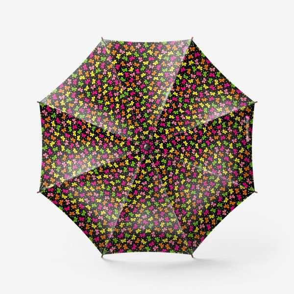 Зонт «Милые яркие бабочки на черном фоне»