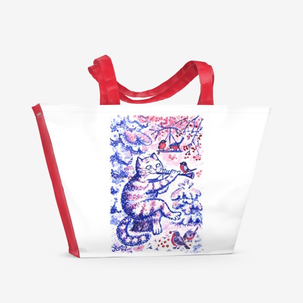 Пляжная сумка «Зимний Кот - символ Нового 2023 года»