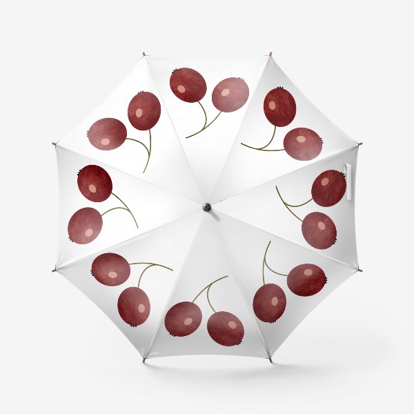 Зонт «Красные ягоды. Ягодный принт. Ветка ягод»