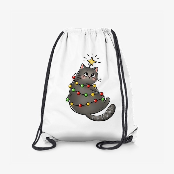 Рюкзак «Котик новогодний в гирлянде»