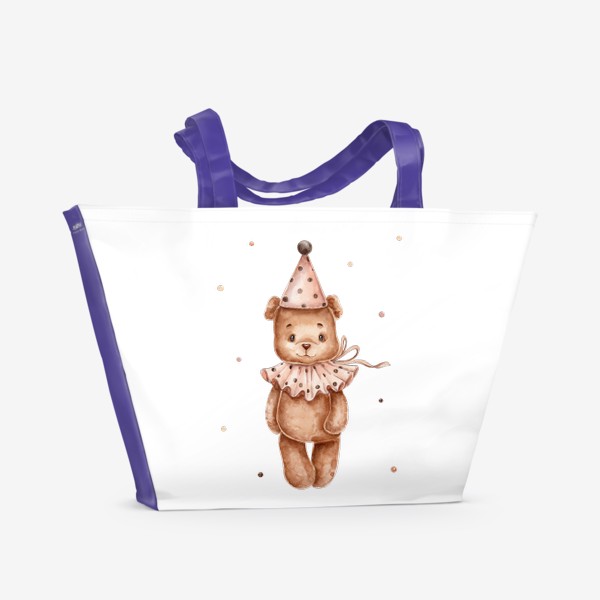 Пляжная сумка «Плюшевый мишка в винтажном колпаке и воротничке»