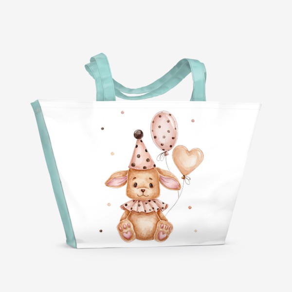 Пляжная сумка «Винтажный зайчик с воздушными шарами»
