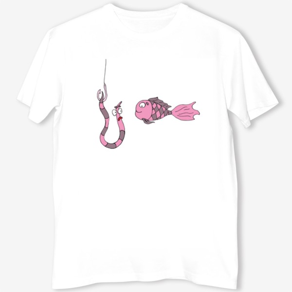 Футболка «Розовая рыбка на рыбалке. »